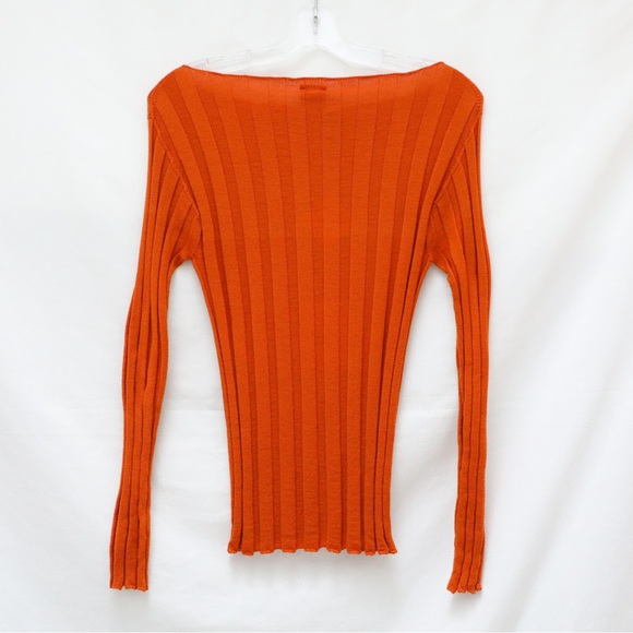 NWT Baserange Adler Sweater Ocra orange ribbed slim fit knit top S merino wool - Picture 8 of 13